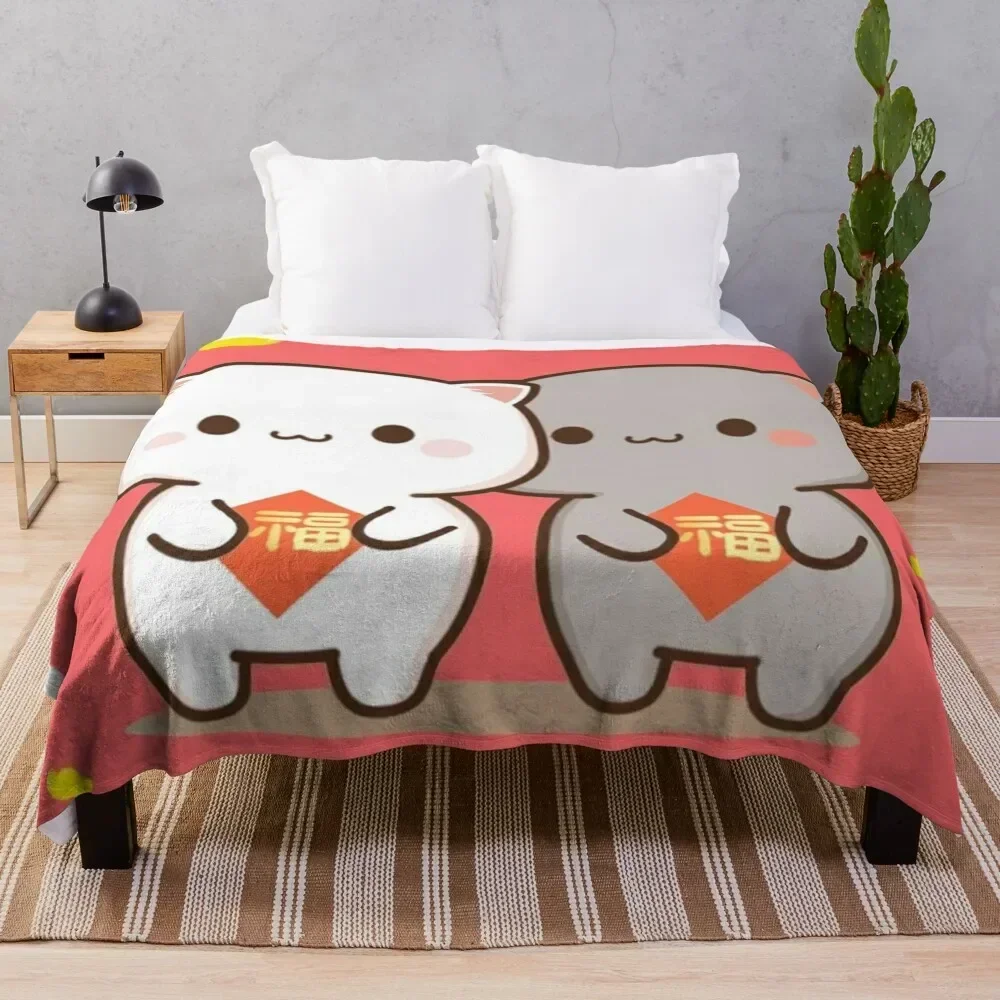 Cute peach and Goma couple Throw Blanket Cozy Throw Blanket Birthday Gift for Him Her