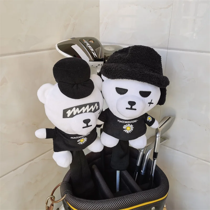 Chrysanthemum Bear Golf Wood Head Cover Plush Golf Driver Fairway Wood Headcover For Man Women