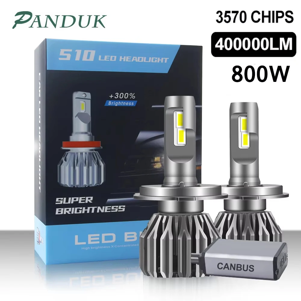 

PANDUK H7 LED Canbus 800W 400000LM Headlight H1 H4 H8 H9 H11 9005 9006 Hb3 HB4 9012 Led Bulb Turbo Lamp For Car 6000K 12V