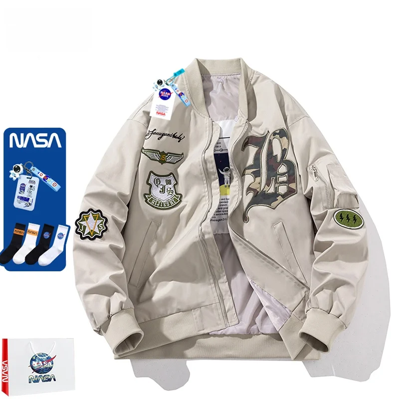 

ex Loose Fit American Sle Baseball Jaet Autumn Winter Casual Couples Outfit Embroidered Trendy Brand Windproof Outerwear