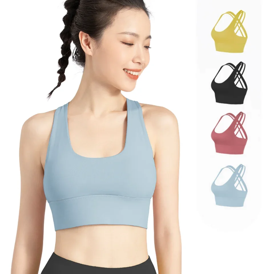 

Professional Sports Shock-proof Vest Girls Huddle Running Bra Women Yoga Bras Cross Back Yoga Vest Summer Fitness Clothing