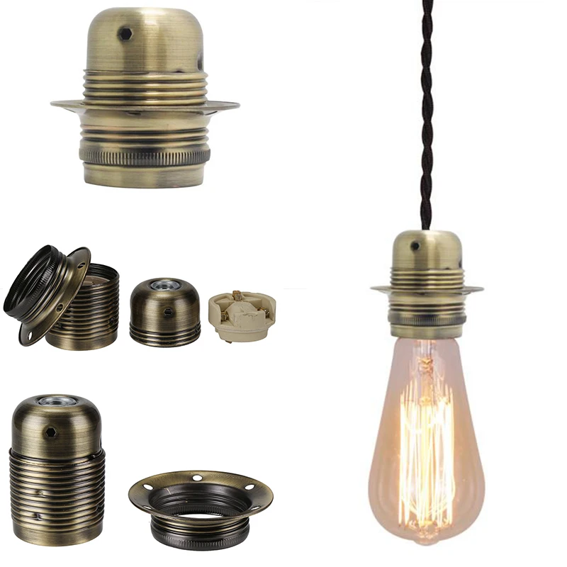 DIY uchwyt podstawy lampy E26 E27 oprawy oświetleniowe ceramiczne przemysłowe Retro metalowe oprawy oświetleniowe do klosz do lampy wiszącego z