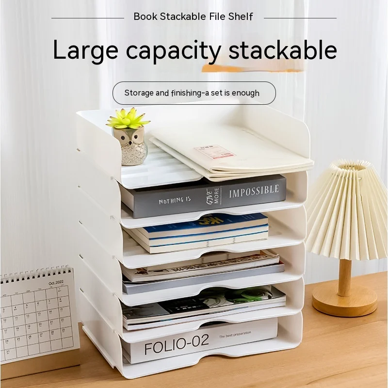 

Desktop Multi-layer A4 Paper File Storage Drawer Box White File Shelf Stackable Drawer-type Office Students Storage Cabinet