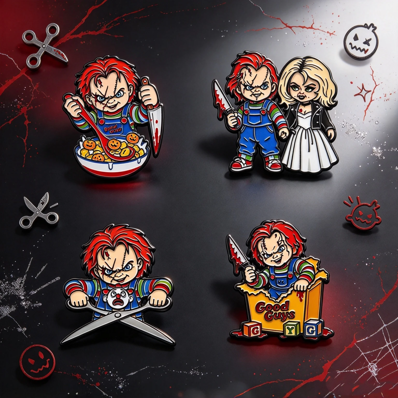 9-teiliges Set mit niedlichen, gemischten Cartoon-Metall-Emaille-Anstecknadeln, trendigen Charakter-Monster-Abzeichen, dekorativen Broschen für Rucksack und Kleidung – Detail 2