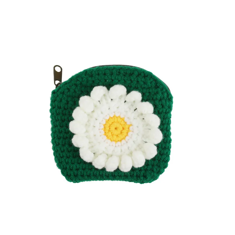 Bolso pequeño de lana hecho a mano para mujer y niña, Cartera de mano con flores bonitas y dulces