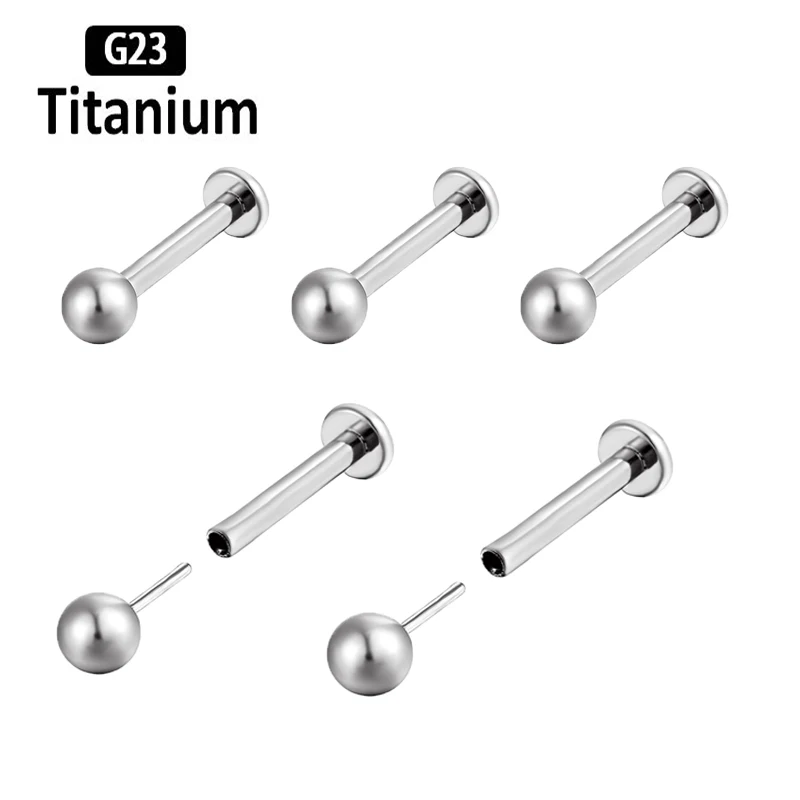 10PC G23 Titanium Piercing Labret Ear Studs 16G Push Pin Ear Lip Dual-Purpose Pin Series Lip Nail Earrings Piercing Body Jewelry