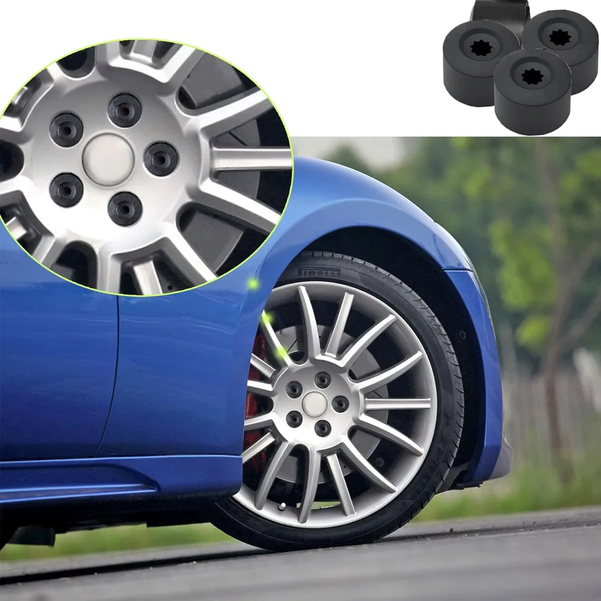 24Pcs 17mm Bolt Covers Car Wheel Cover Hub Nut Cap Auto Tyre Screws Exterior for Volkswagen VW Golf MK4 Protection Accessories