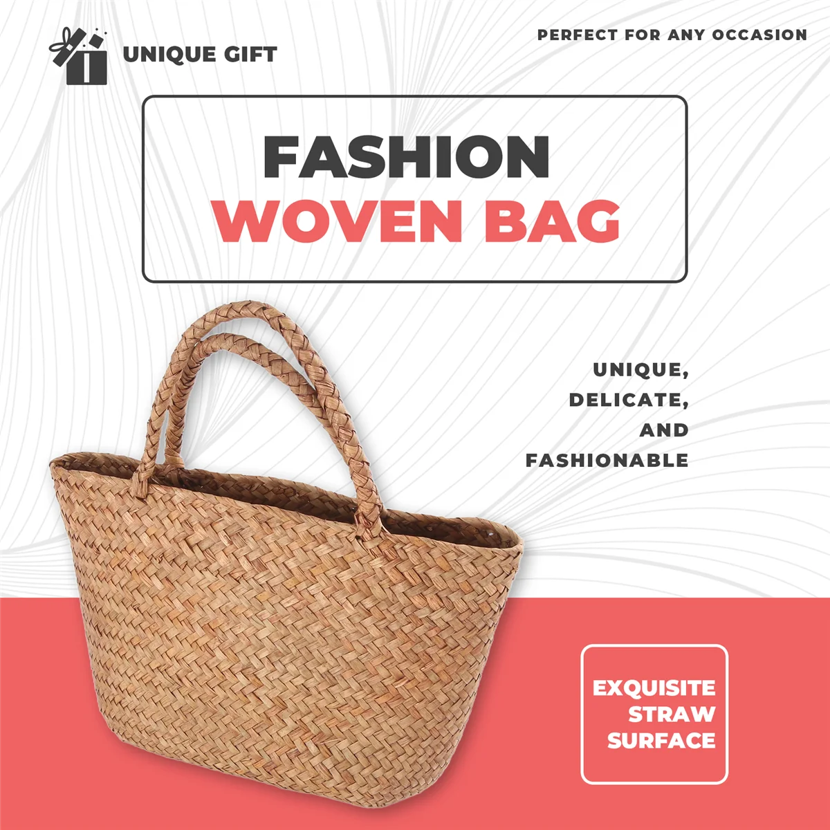 ABLK Casual Straw Bag Natural Wicker Tote Bags Women Braided Handbag For Garden Handmade Mini Woven Rattan Bags