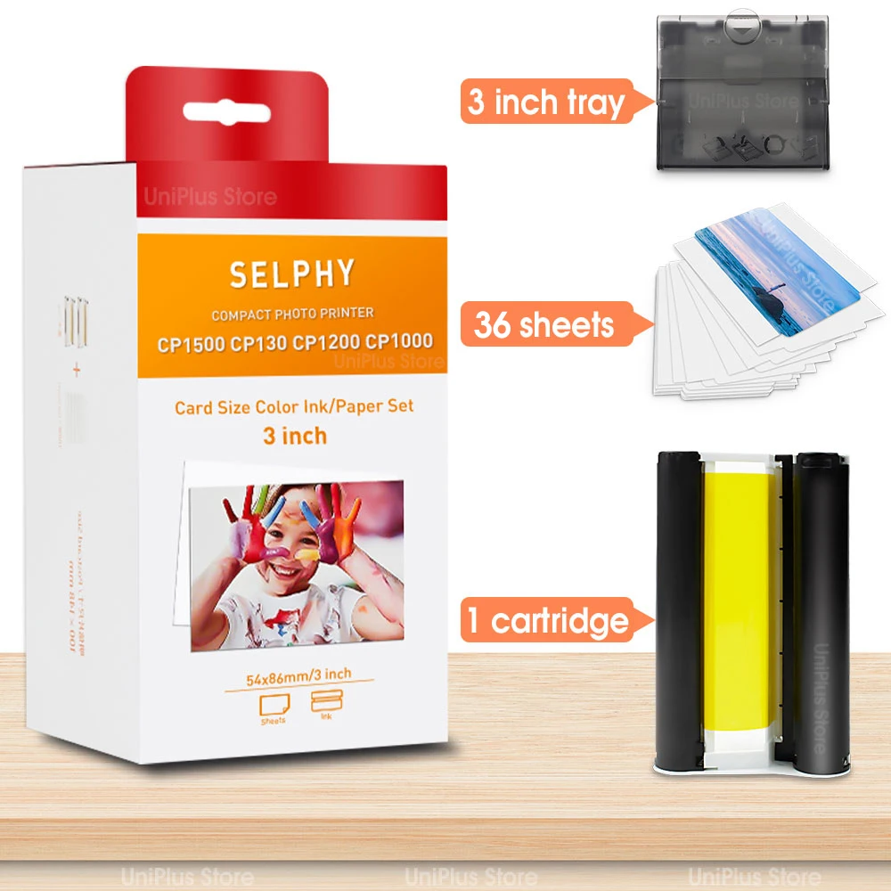 3 inch Photo Paper Set Compatible Canon Selphy3 inch Paper Ink Cartridge for Canon Selphy CP1300 CP1500 CP1200 CP1000 with Tray