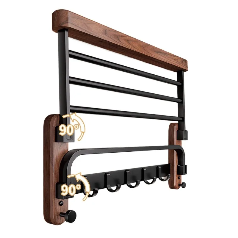 For Walnut Towel Rack Bathroom Rack No Punching Toilet Solid Wood Towel Rack