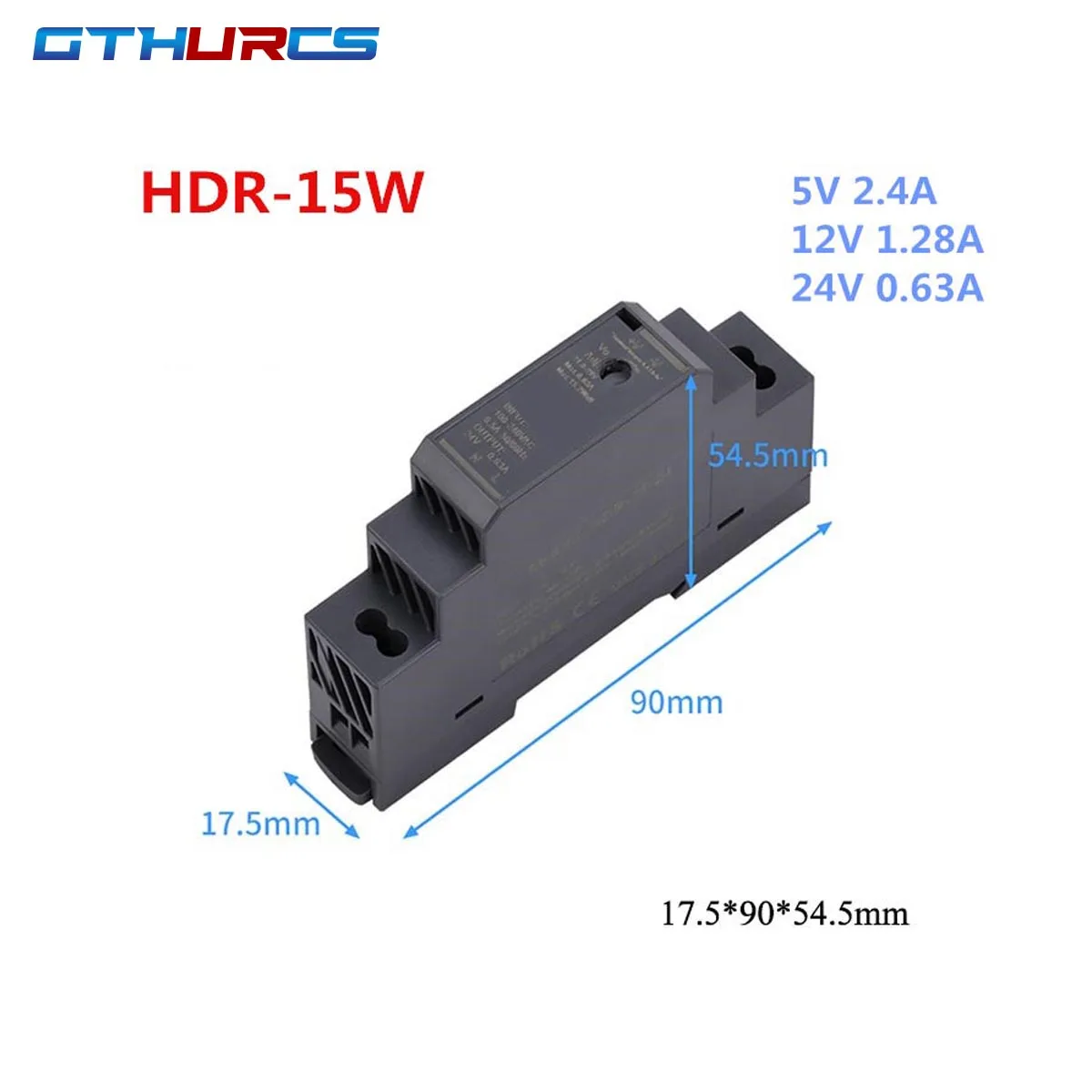 HDR-Series 15W 30W 60W 100W AC-DC 5V 12V 15V 24V 48V Ultra Slim Step Shape DIN Rail Switch Power Supply