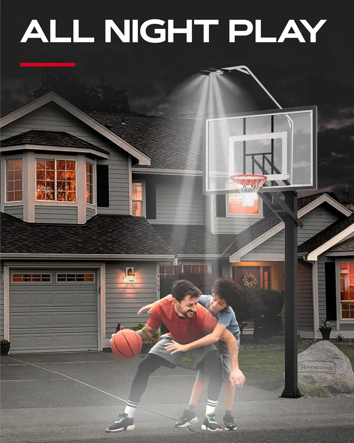LED Basketball Hoop Lights for Metal Stands, 103.9x15x27.5 in, Fits Square Poles up to 4" and Round up to 3.7", In-Ground Hoop, Easy Install - view 5