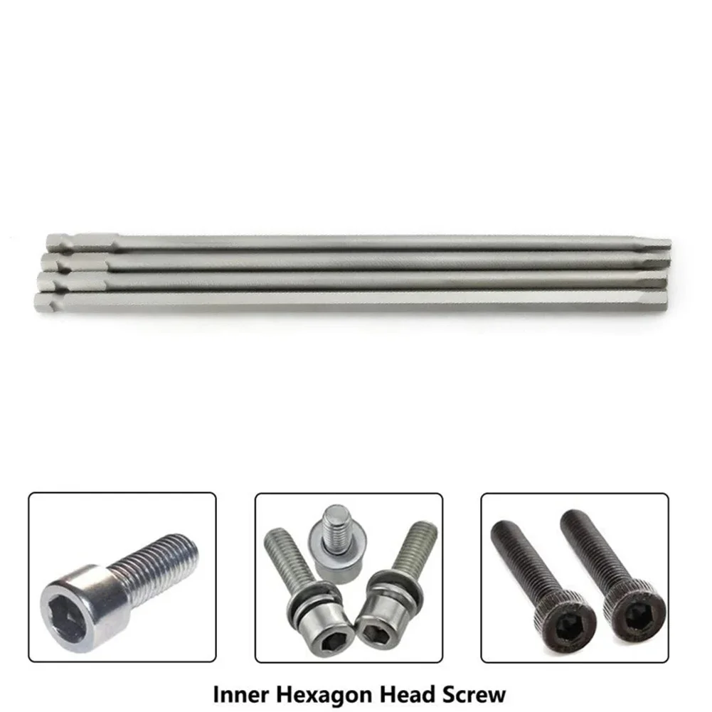 High Precision Screwdriver Bit 1 4 Inch 200mm 3 4 5 6mm 4pcs H3-H6 Hex Head Magnetic Handle Alloy Steel Silver