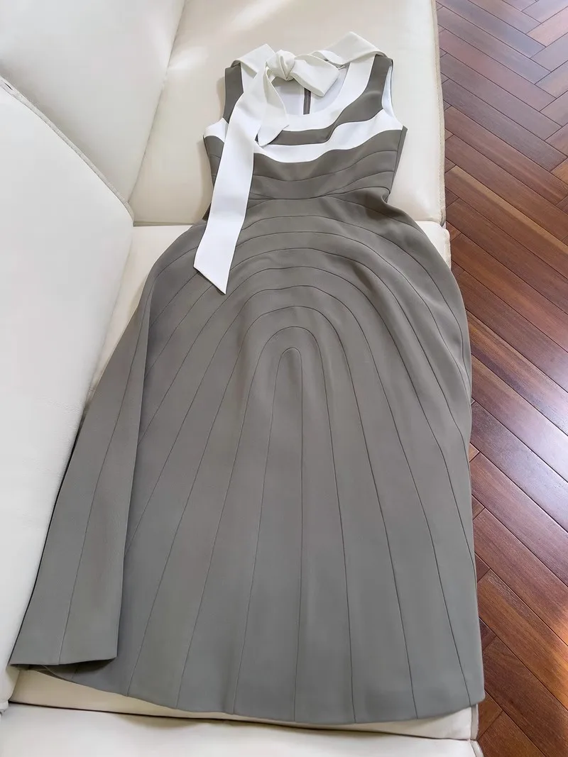 Lingzhi Wu Formal Dress French Vintage Elegant Grey Elegant Ladies Dresses Long Vestidos New Arrival