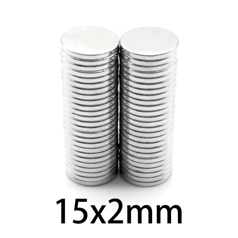 10-100pcs 15x2mm N35 Super NdFeB Magnets circle fridge Permanent rare earth Round Magnet  Thin Neodymium  Magnetic 15*2 mm