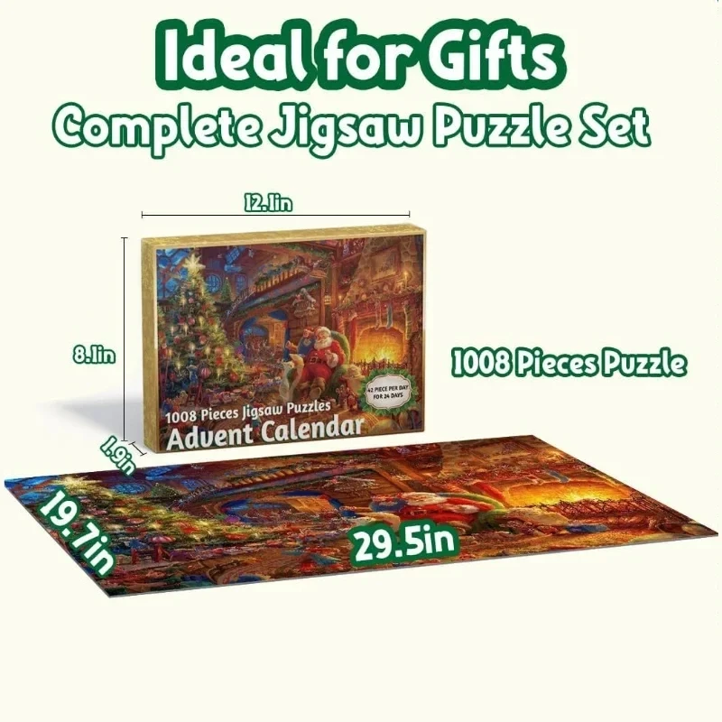 Advent Calendar 2023 Christmas Jigsaw Puzzles 1008pcs 24 Days Christmas Countdown Calendar Thanksgiving Gift Family Game Puzzle