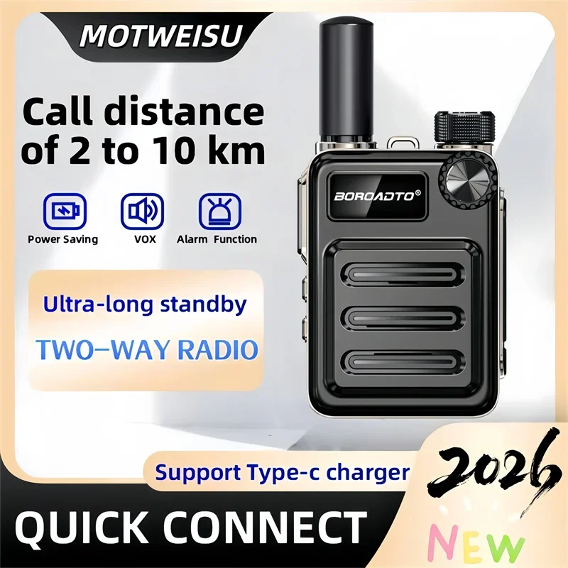 Walkie Talkie VOX Manos Libres Tipo C Recargable, Radio Bidireccional de 16 Canales, 400-470MHz, Largo Alcance, Reducción de Ruido, Copia de Frecuencia con una Tecla