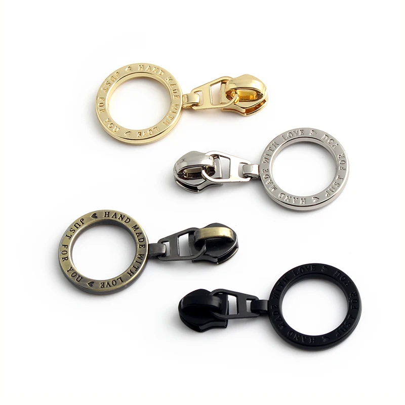 5PCS 46mm Metal Round Zipper Puller Replacement Parts Removable Zipper Repair Slider DIY Wallet Hardware Handicraft Accessories