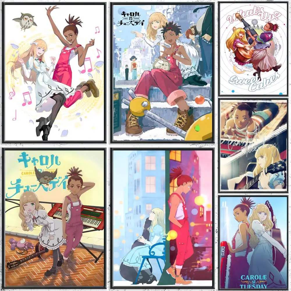 Anime Carole & Tuesday Poster HD, wasserfeste, selbstklebende Wandkunst – für mehrere Szenen geeignet, Top-Geschenkidee