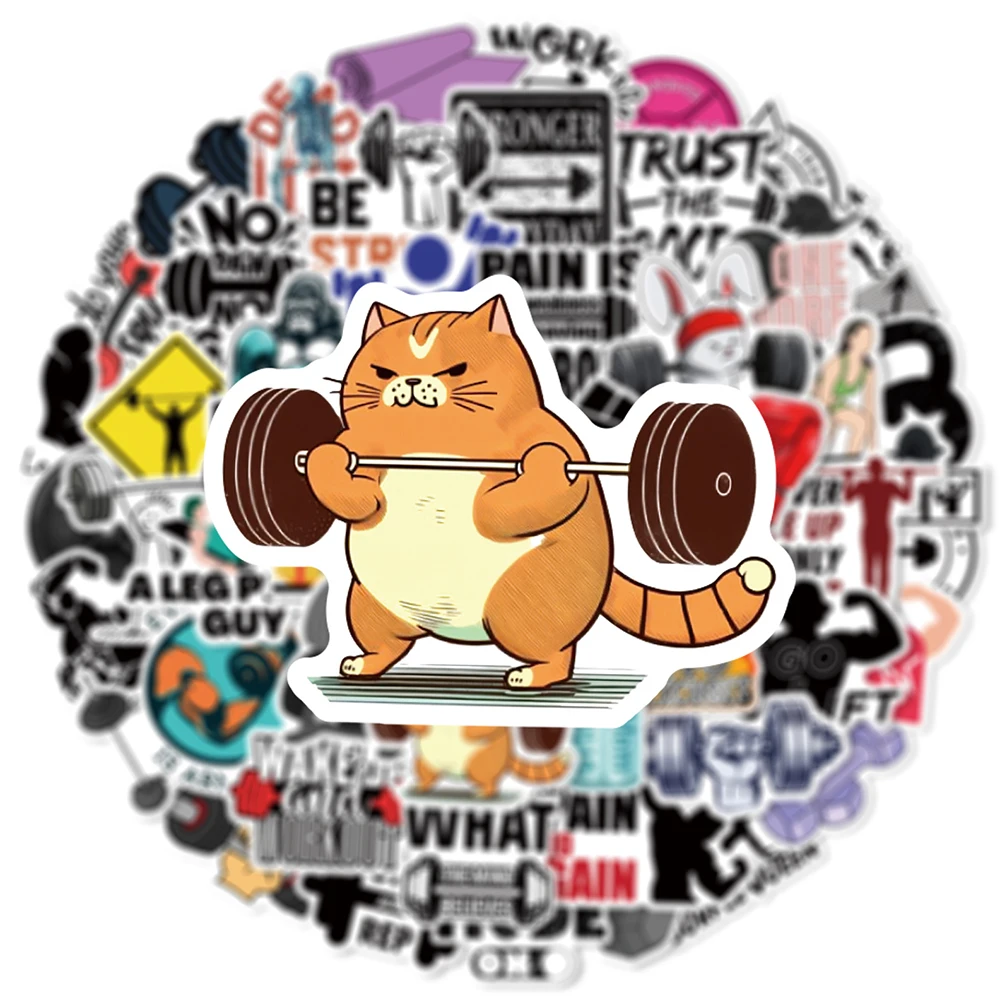 10/30/50pcs Cool Fitness Incentive Graffiti Stickers Motivational Phrases Decals Phone Case Laptop Notebook Cartoon Sticker Pack