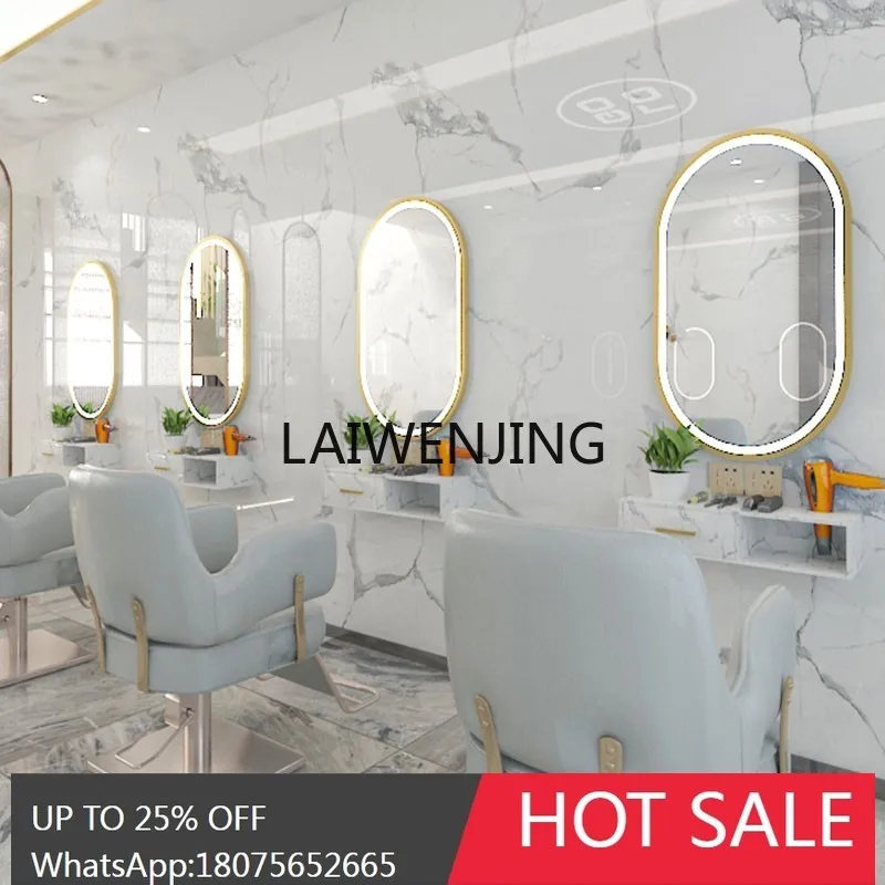 LYN hair salon special trendy mirror cabinet barber shop mirror table integrated