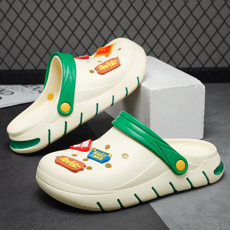 

Тапочки на мягкой подошве, пляжные крутые мужские шлепанцы на платформе, домашние шлепанцы для ванной, летние сабо, мужская обувь из ЭВА, сандалии, модная обувь 44