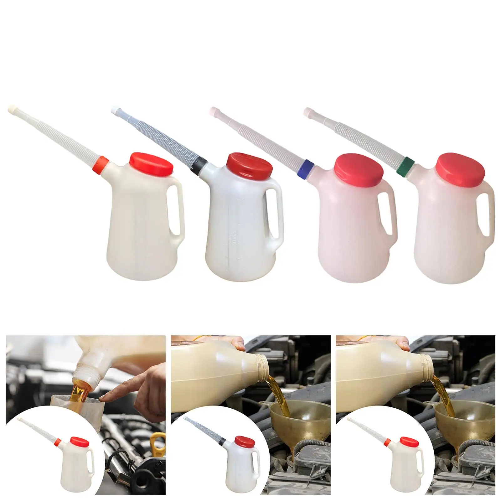 

High Density Oil Measuring Jug with Lid HDPE Oil Dispenser Pot Container for Automotive Maintenance