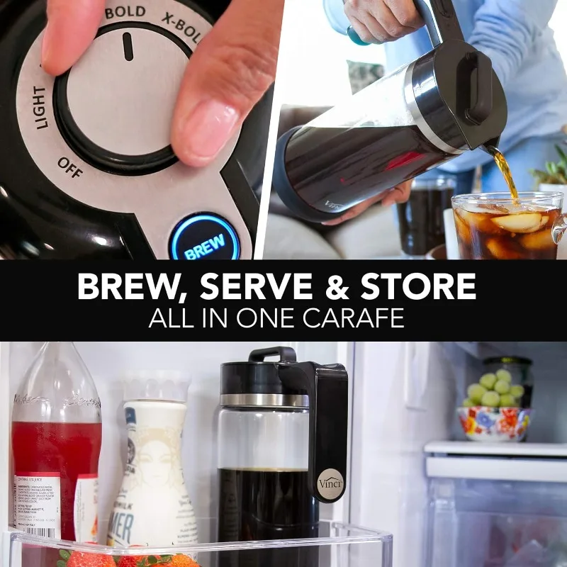 VINCI Express Cold Brew, Electric Cold Brew Coffee Maker,Easy to Use & Clean, Glass Carafe, Cold Brewe,1.1 L Pitcher 37 oz