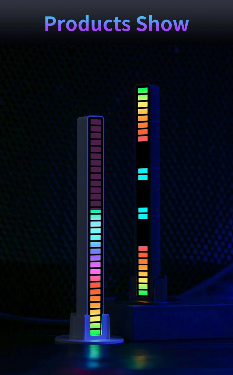RGB Voice Control Synchronous Rhythm Light Internet Popular Colorful Music Ambient Light Car Desktop Induction Creative Led Pick