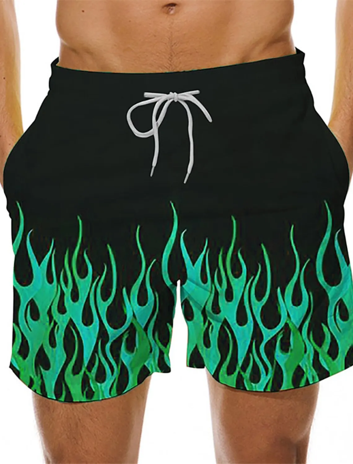 Short de bain imprimé 3D flamme colorée pour hommes, short de plage, short de tennis, short de sport, short de glace fitness, mode estivale, 2024