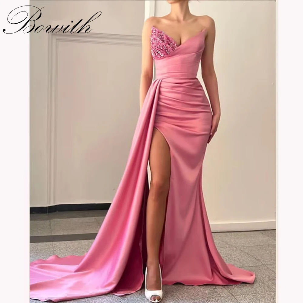 

Bowith Luxury Evening Dresses Women Mermaid Strapless Beading Prom Dresses 2025 Customized Women vestidos de fiesta