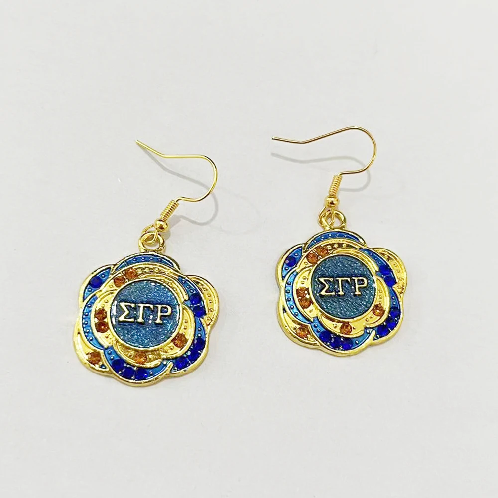 أقراط هدية على شكل زهرة يونانية من سيجما جاما رو #4