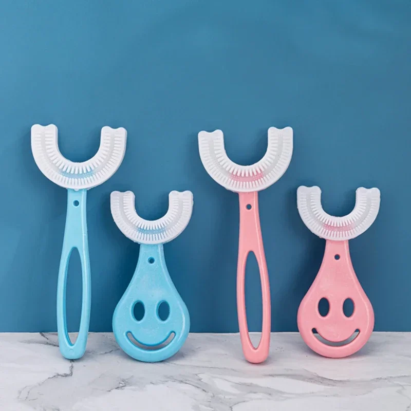 Spazzolino da denti per bambini bambini spazzolino da denti per bambini a forma di U a 360 gradi massaggiagengive spazzola per bambini in Silicone