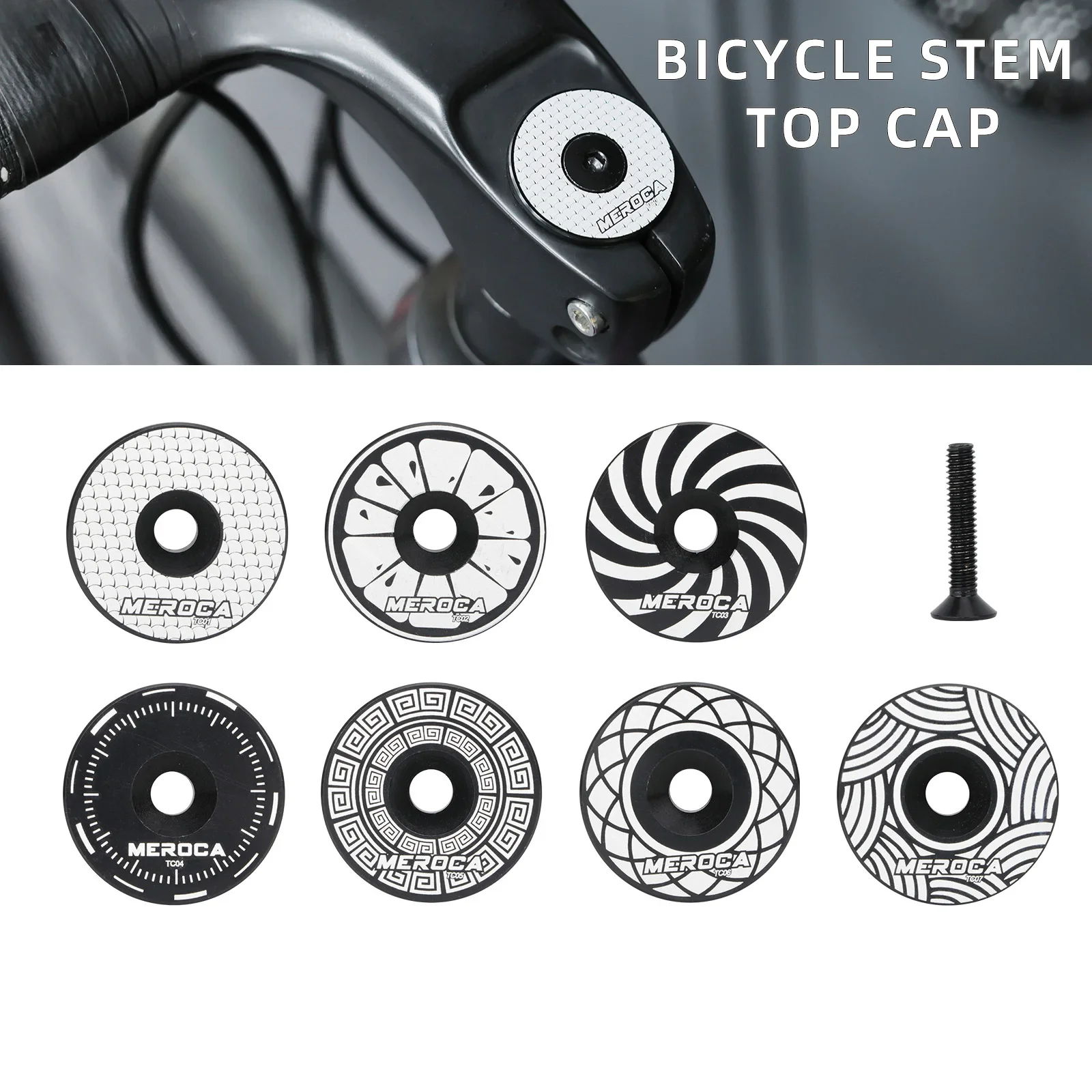MEROCA Bicycle Headset Top Cap Aluminum Alloy Ultra-Light for 28.6mm 1-1/8
