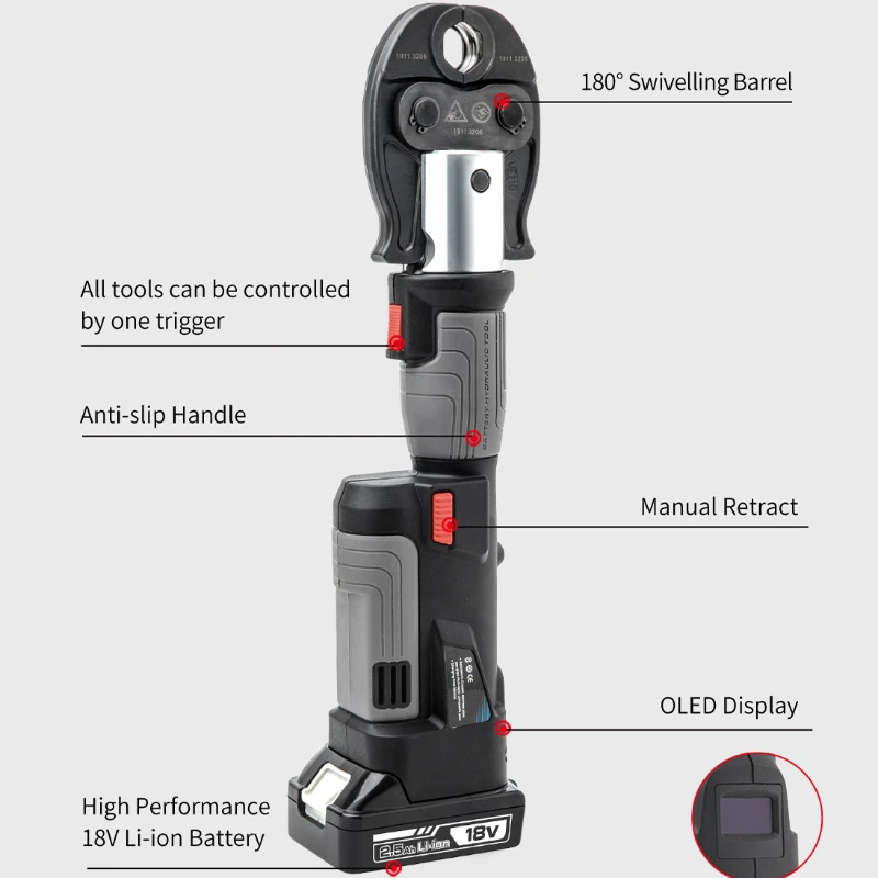 Cordless Mini Press Tool Combo Kit, Electric Hydraulic Crimping Pliers, ProPress Jaw, Pressing Copper Pex Pipes