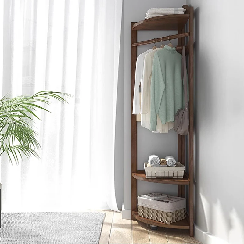 Storage Clothes Coat Racks Space Saving Organizer Wooden Open Rail Coat Racks Nordic Corner Shelf Arara De Roupa Home Furniture