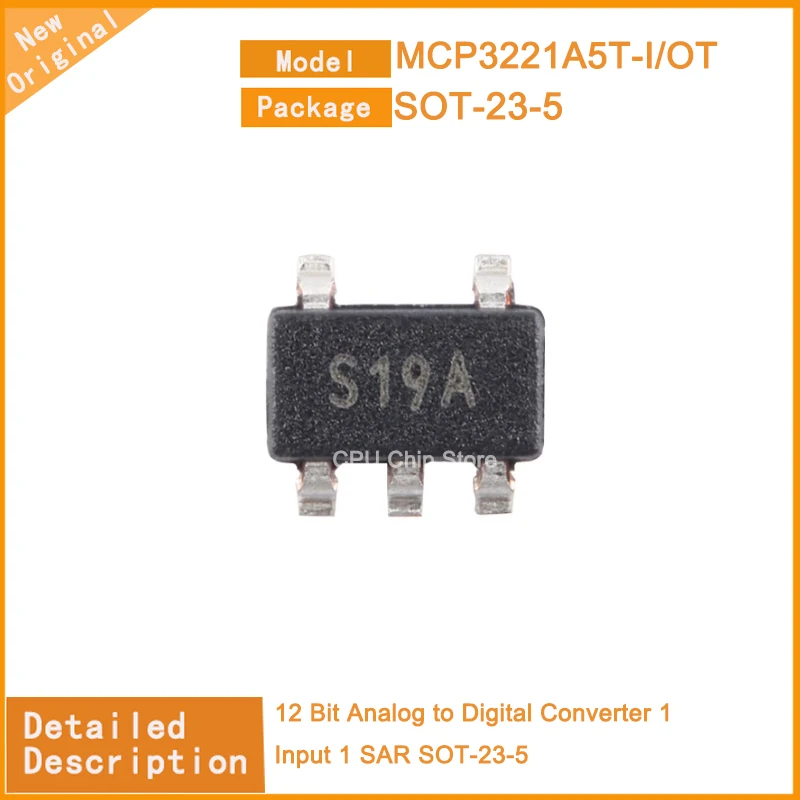 

5~50PCS New Original MCP3221A5T-I/OT MCP3221A5T 12 Bit Analog to Digital Converter 1 Input 1 SAR SOT-23-5