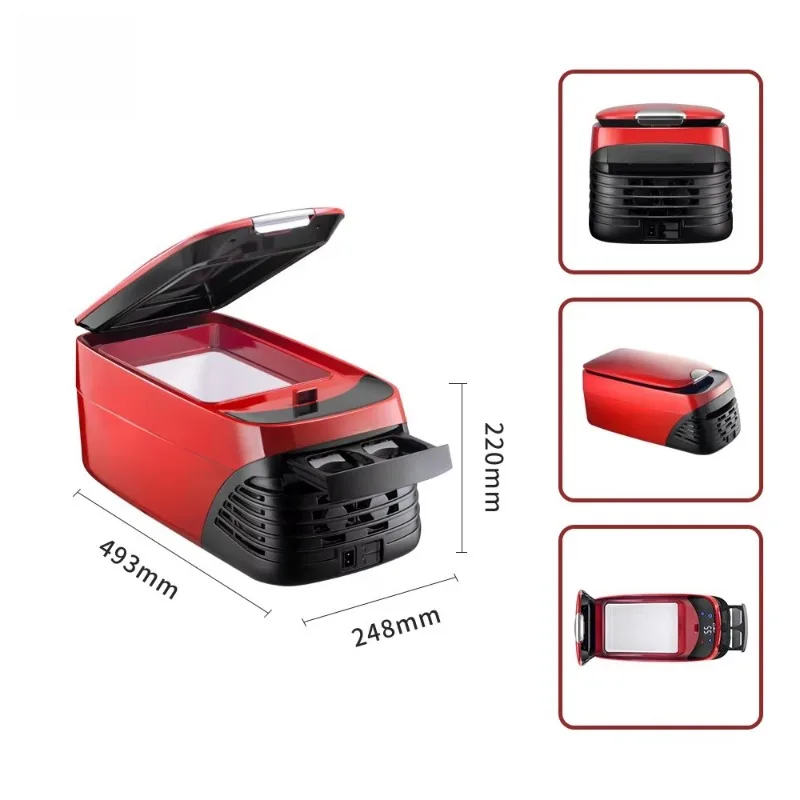 Center Console Armrest Refrigerator Cooler & Warmer with 4 USB Sockets 12V 24V Compressor Car Fridge - view 3