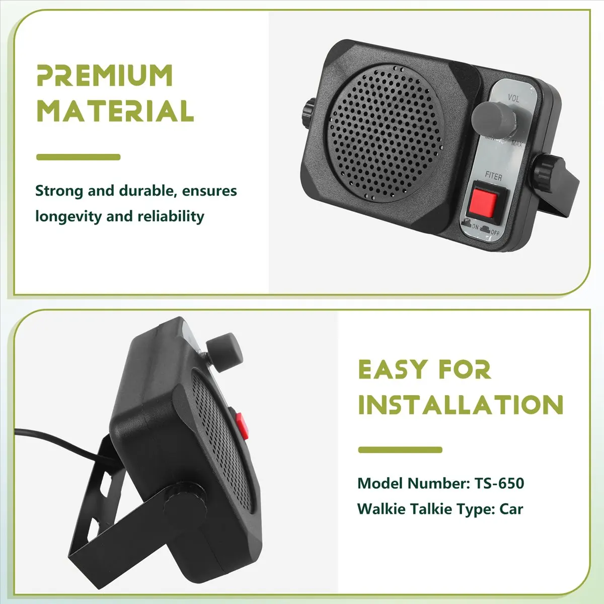 #05E External  For Walkie Talkie,External Speaker For Yaesu Kenwood ICOM Motorola Ham Transceiver Car (Black)