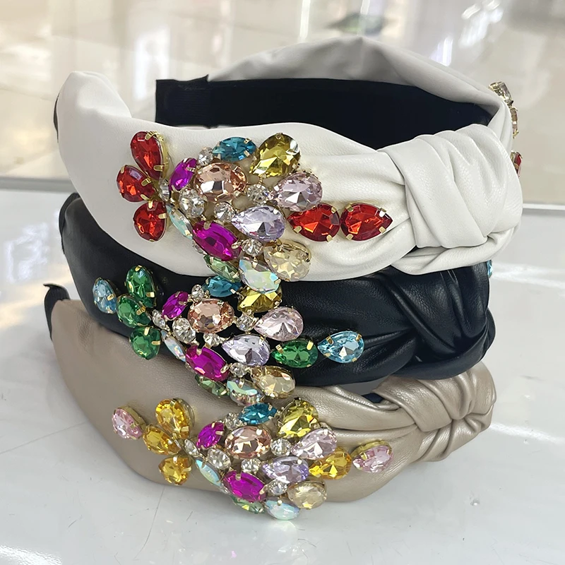 Women Girls Colorful Rhinestone Knot Hairband Headband Adult Hair Accessories Hair Jewley