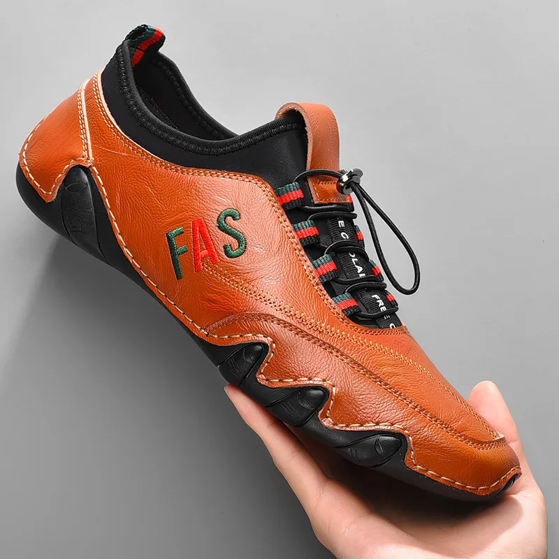 Zapatos informales de cuero para hombre, zapatillas transpirables hechas a mano, mocasines náuticos de marca de lujo, zapatos de diseñador