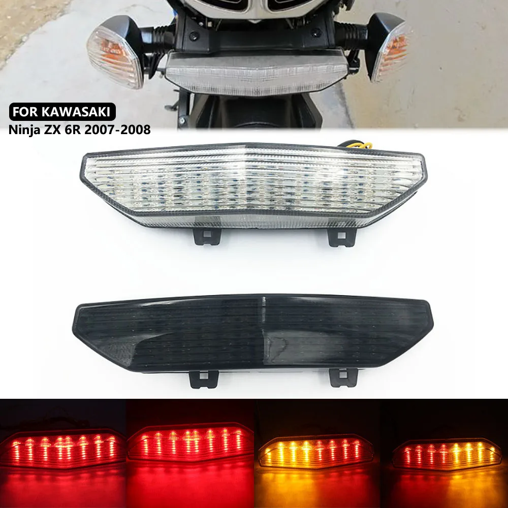 For Kawasaki Ninja ZX-6R ZX6R 2007 2008 Rear Tail Light Brake Turn Signals Integrated LED Light ZG14 CONCOURS ZRX1200 DAEG