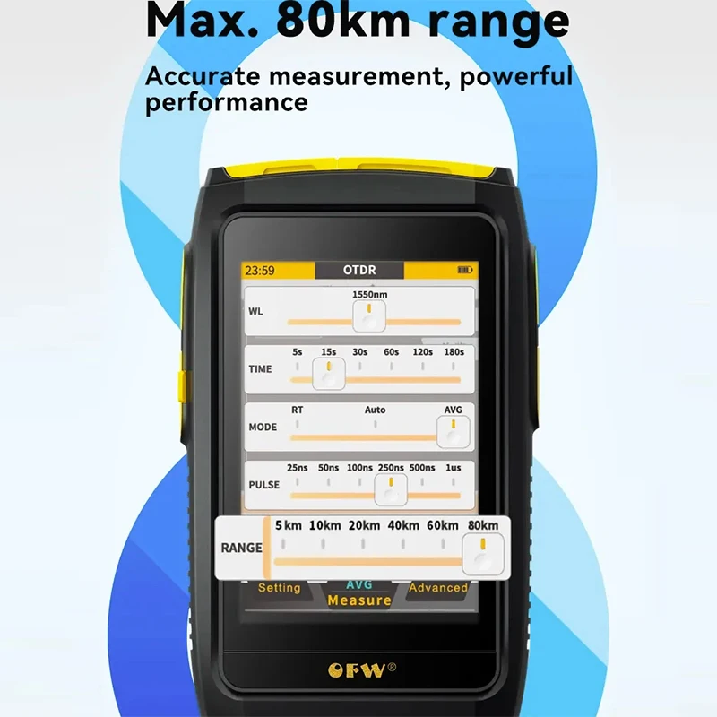 NEW Mini OTDR Active Fiber Live Test 1550/1610nm OPM VFL IOLA Event Map SC APC/UPC Touch Screen 20db Fiber Reflectometer