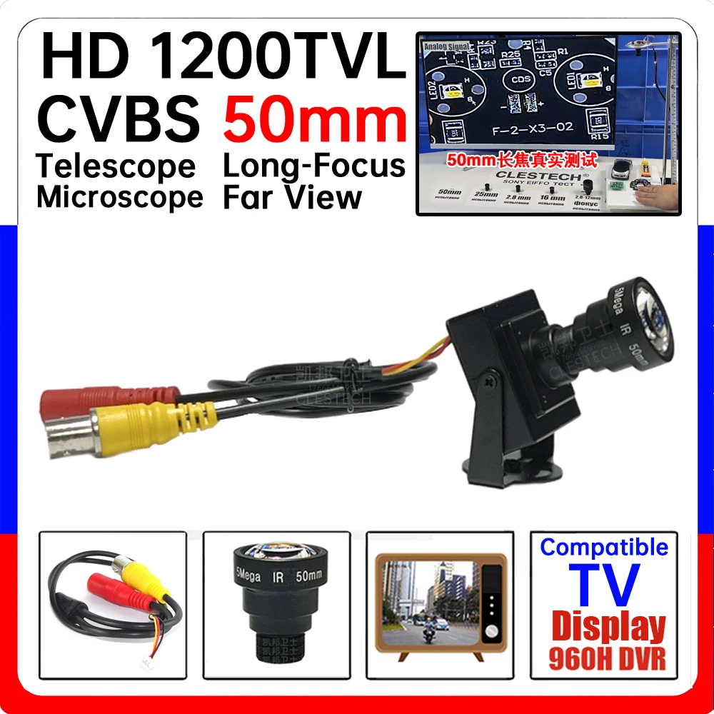 

Car Overtake Monitor CCTV Camera 4Degree 50mm Mini 1200TVL HD Analog CVBS Metal For Super Remote Detection DIY Security Person