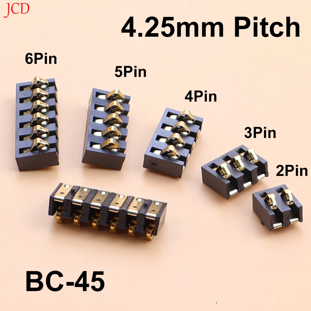2/5PCS Spring Compression Contact Male Surface Mount Battery Connectors 2 3 4 5 6 Pin 4.25mm Pitch Insulator 4.75mm 5A 30V