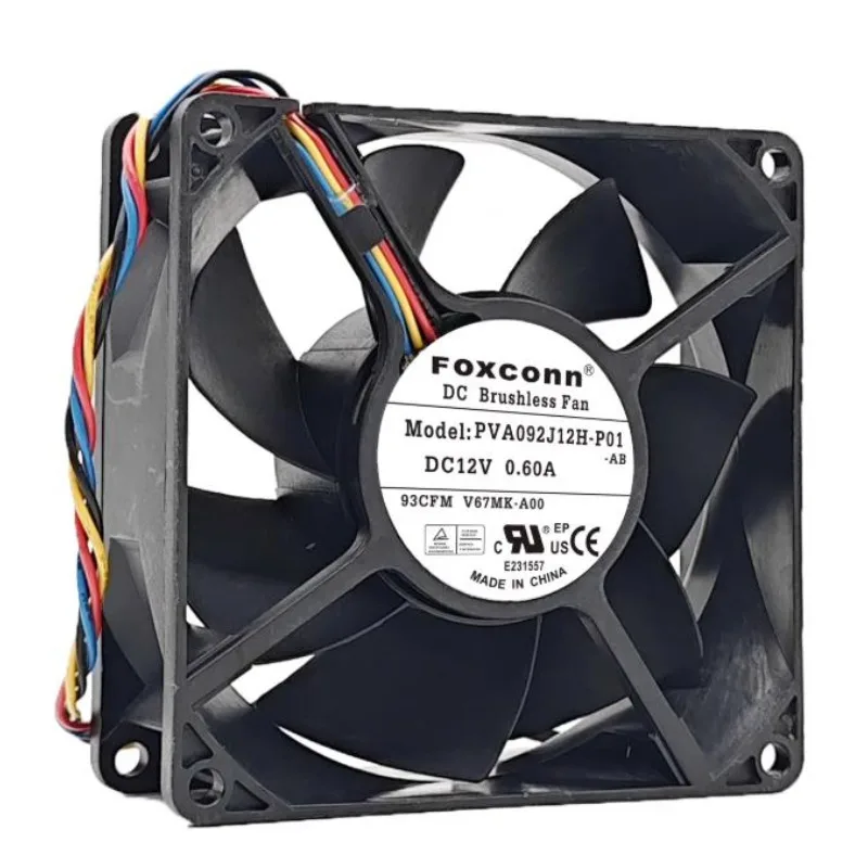 New Cooler Fan for Foxconn PVA092J12H-P01 DC12V 0.60A 9CM 9032 4-wire Temperature Controlled Fan