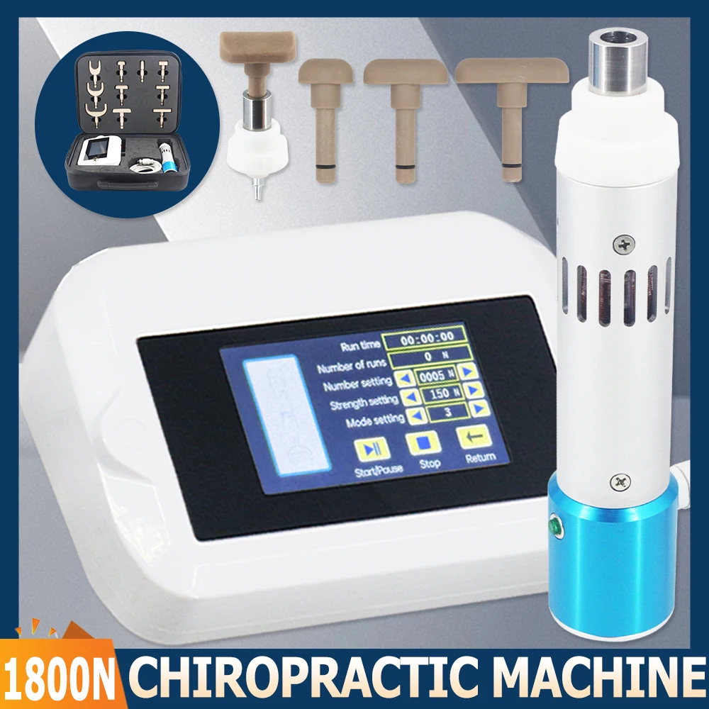 Electric Chiropractic Adjustment Tool 10 Heads Pulse Massage Spine 1800N Strength Therapy Chiropractic 8 Languages Massager New