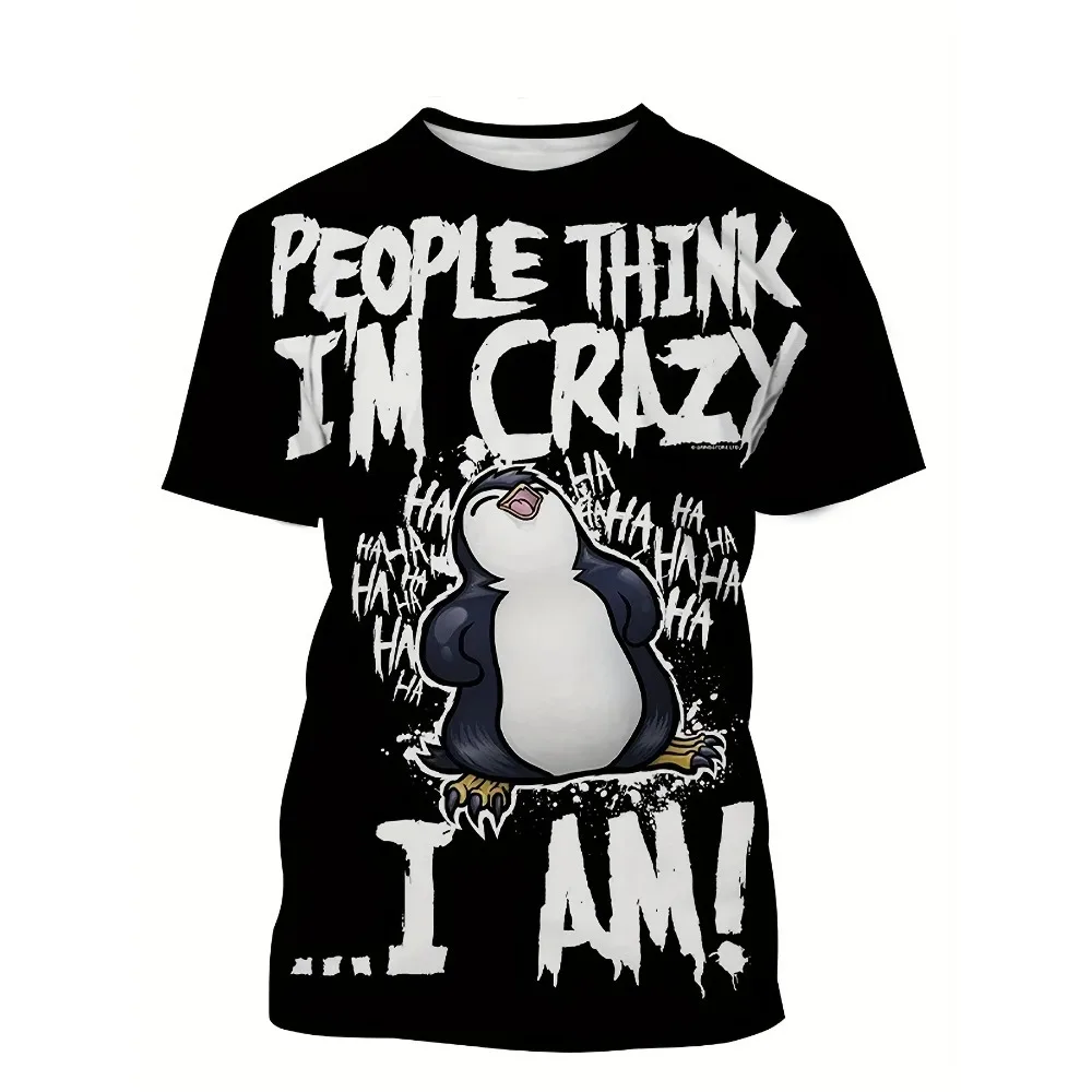 PLUS SIZE Men's Trend Penguin Graphic Print T Shirt Summer Comfortable and Breathable Street Fashion Short Sleeves