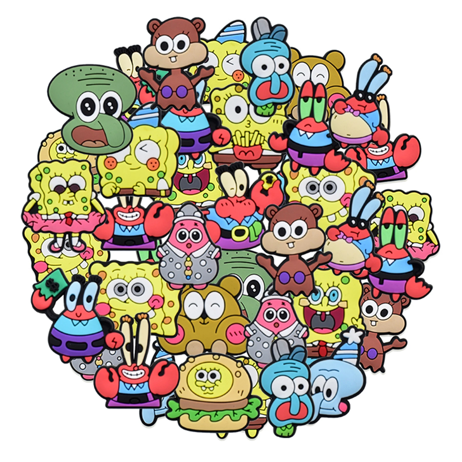 17-100pcs Mixed SpongeBob Cartoon Series ​for Shoe Charms Accessories for Classic Clog Shoe Decoration Fit Wristband Kids Gifts