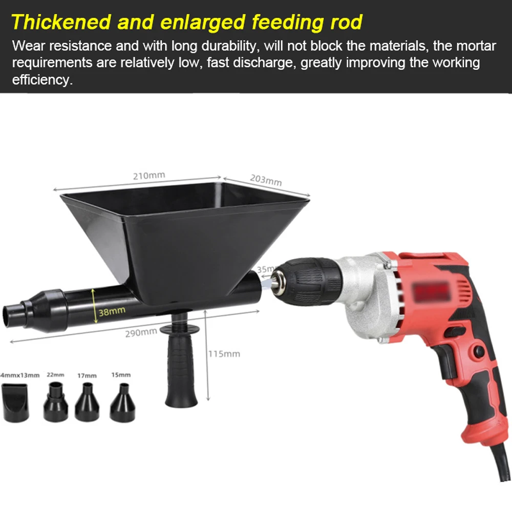 8mm Electric Drill Caulking Tool - Automatic Mortar Grouting Device 4 Replacement Nozzles Funnel Loading Design for Home Office